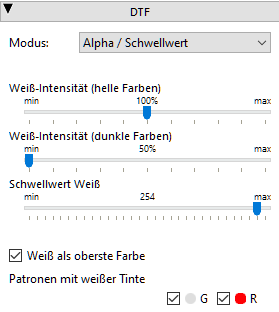 DTF Einstellungen